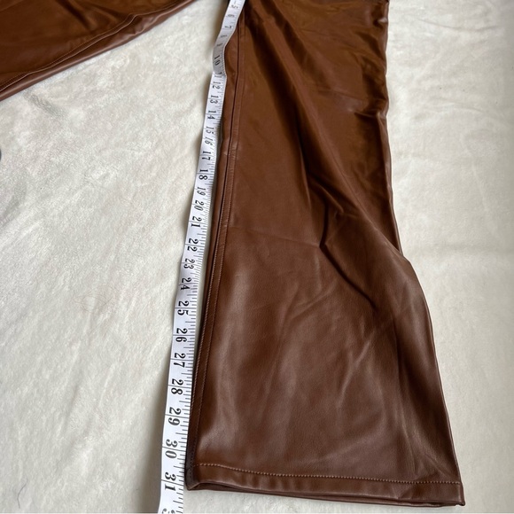 New Guess Brown Carpenter Straight-Leg Leather Pants - Picture 14 of 15
